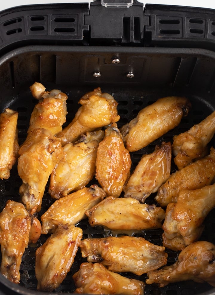 honey mustard wings in air fryer basket