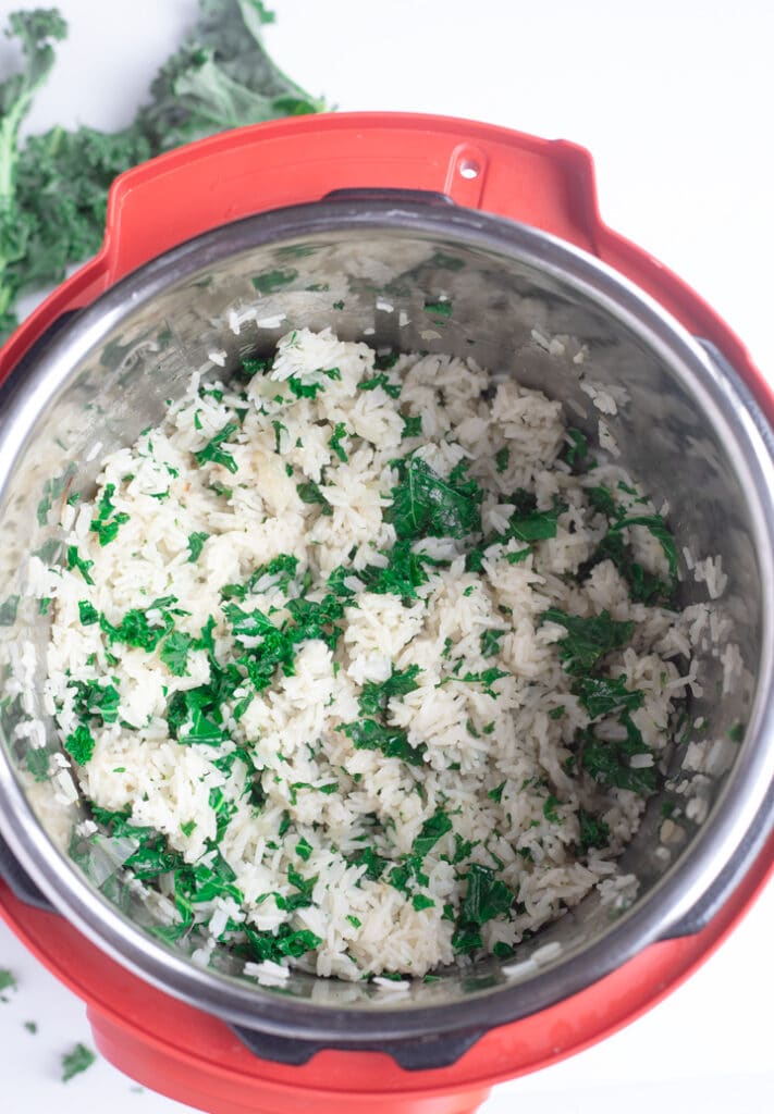 kale rice inside instant pot