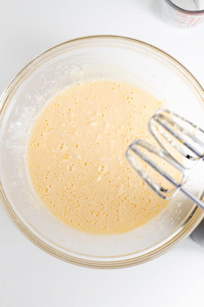 lemon curd mixture in bowl before mixing