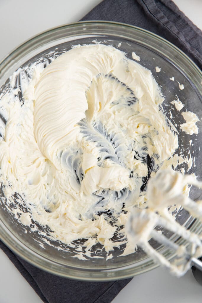 cream cheese whipped in bowl