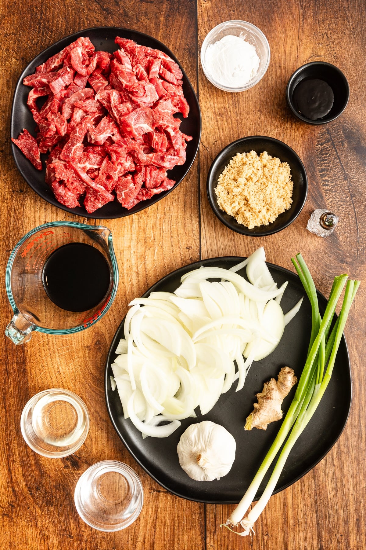 ingredients needed for the mongolian beef on table