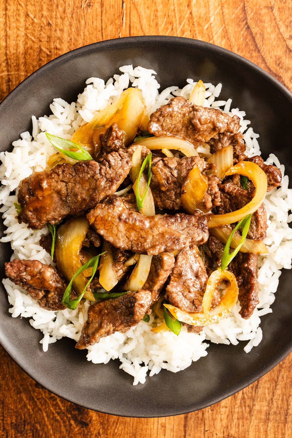 mongolian beef in plate