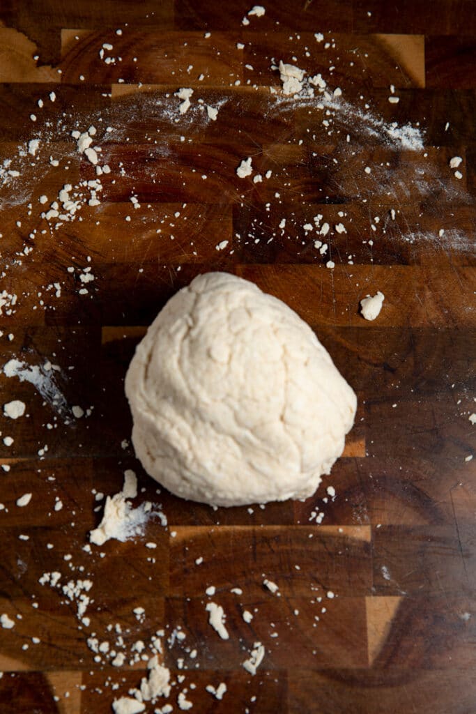dough ball on cutting board