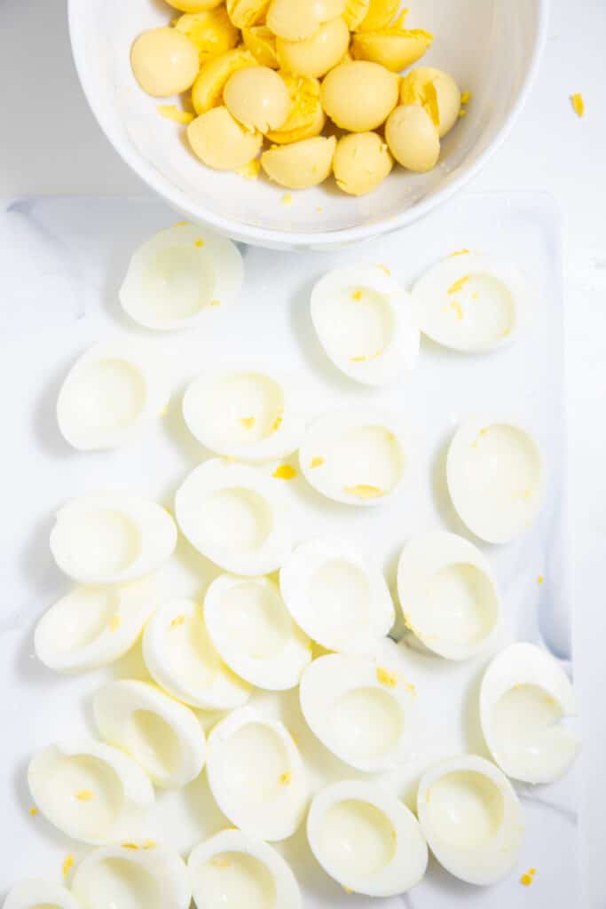 Eggs with the yolks removed