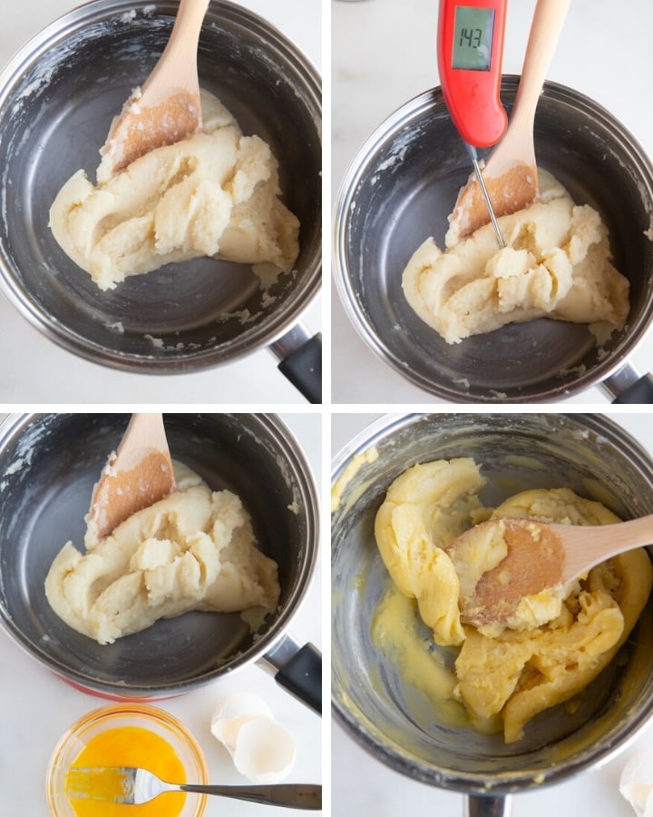 Four process shots to show how to make the dough