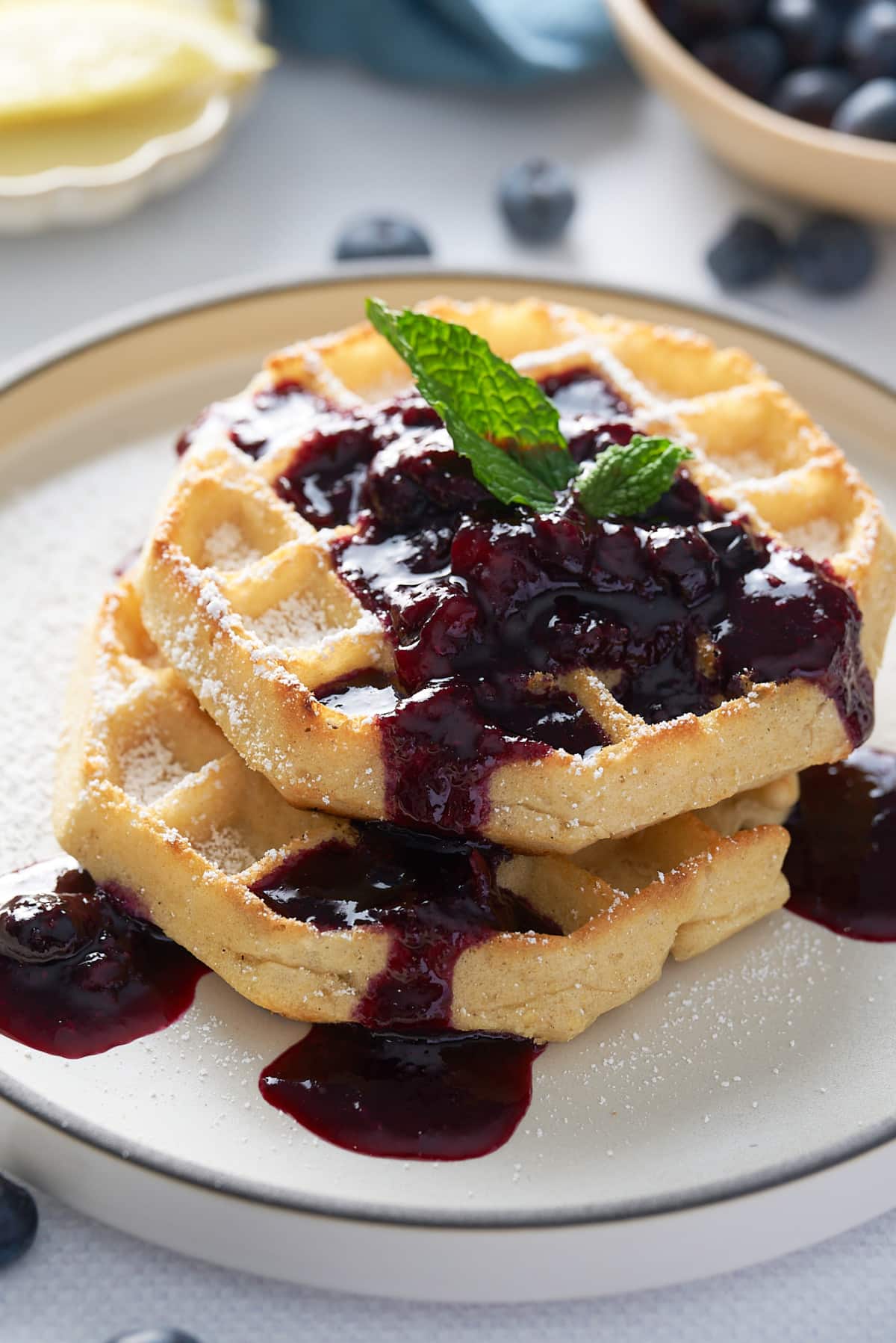 blueberry compote on waffles