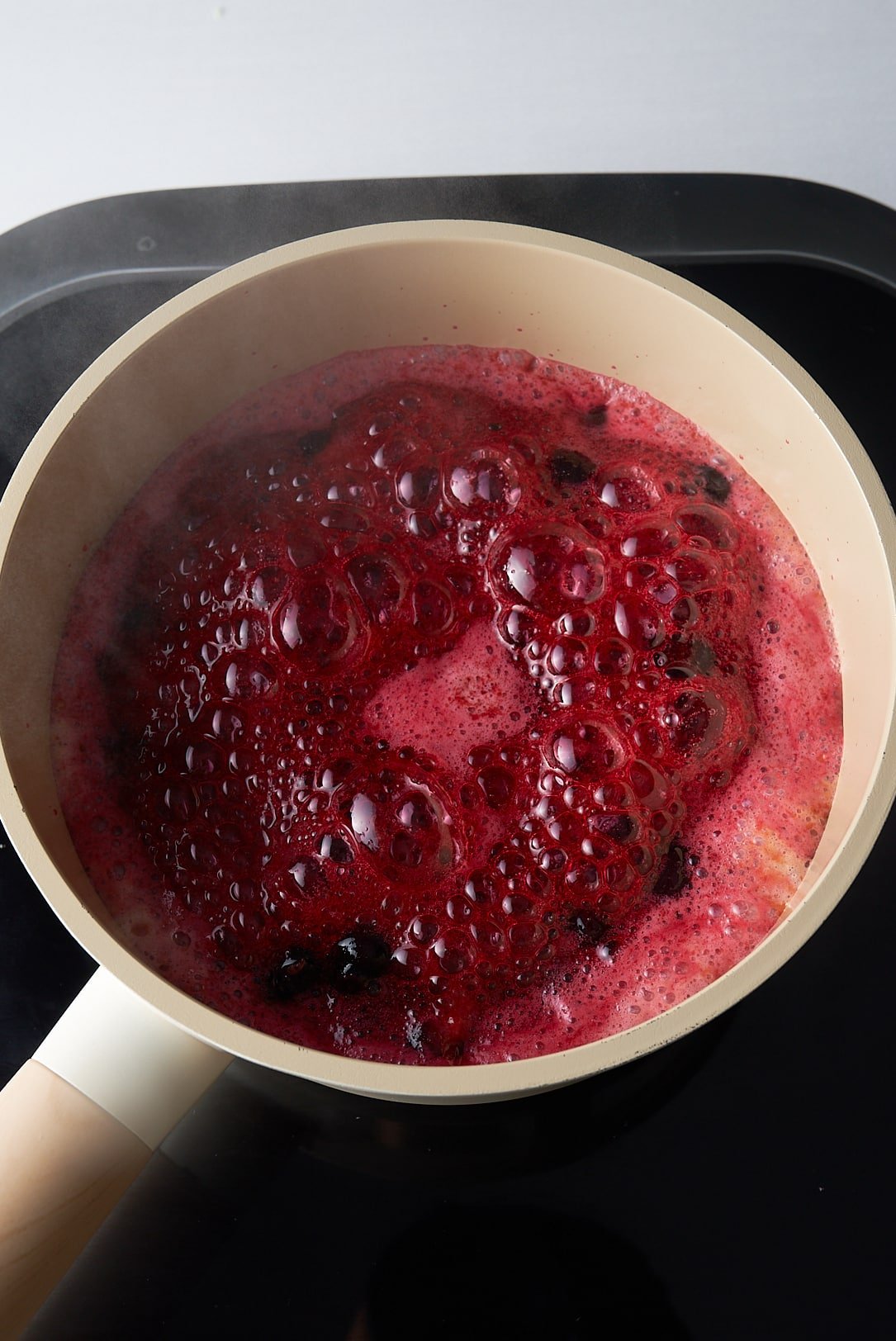 blueberry compote simmering in pot