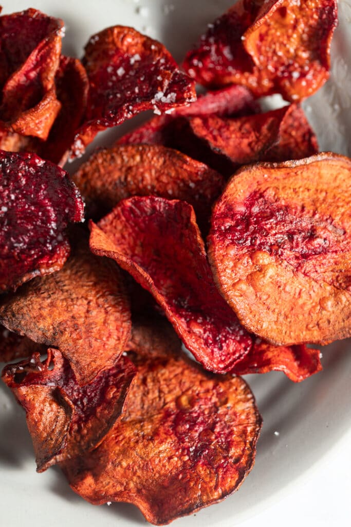 cooked beet chips on a plate