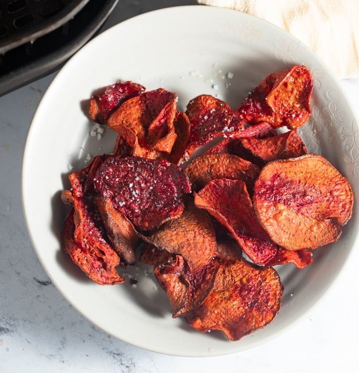 cooked beet chips on a plate