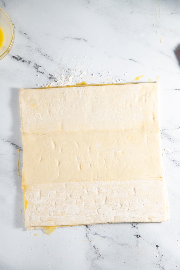 The puff pastry sheets on top of each other