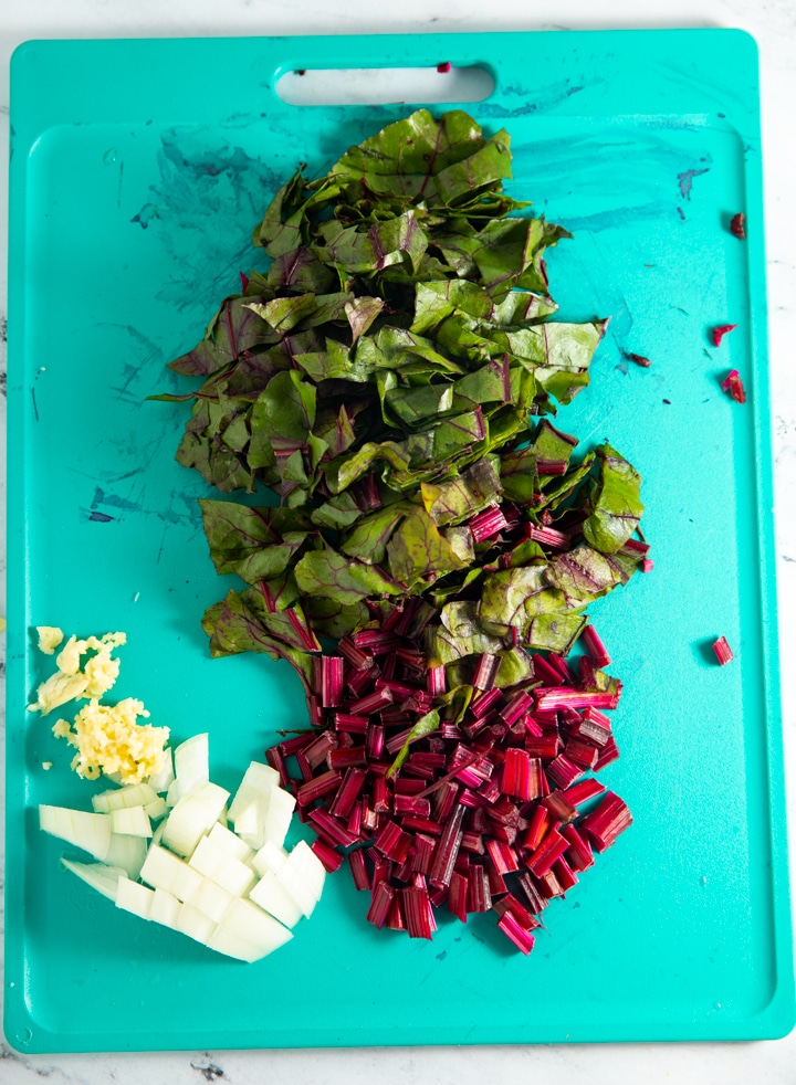 Vegetables chopped on a cutting board