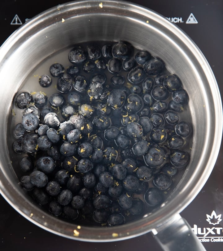 Blueberries in a pan