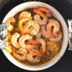 finished lemon garlic shrimp in basket