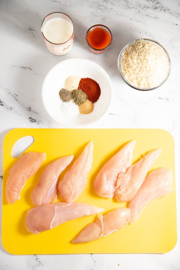 Ingredients to make the Nashville hot chicken tenders