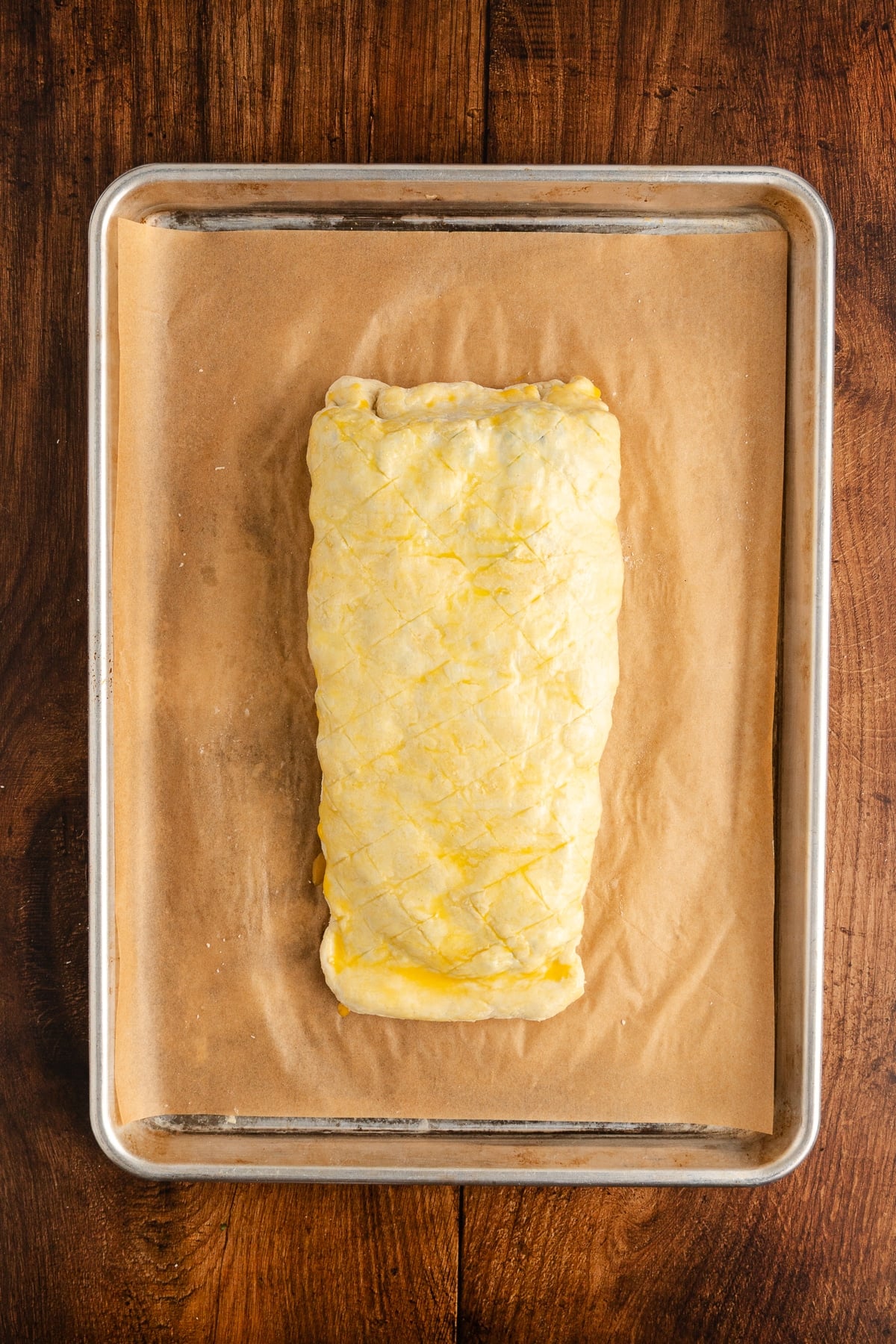 egg on scored puff pastry