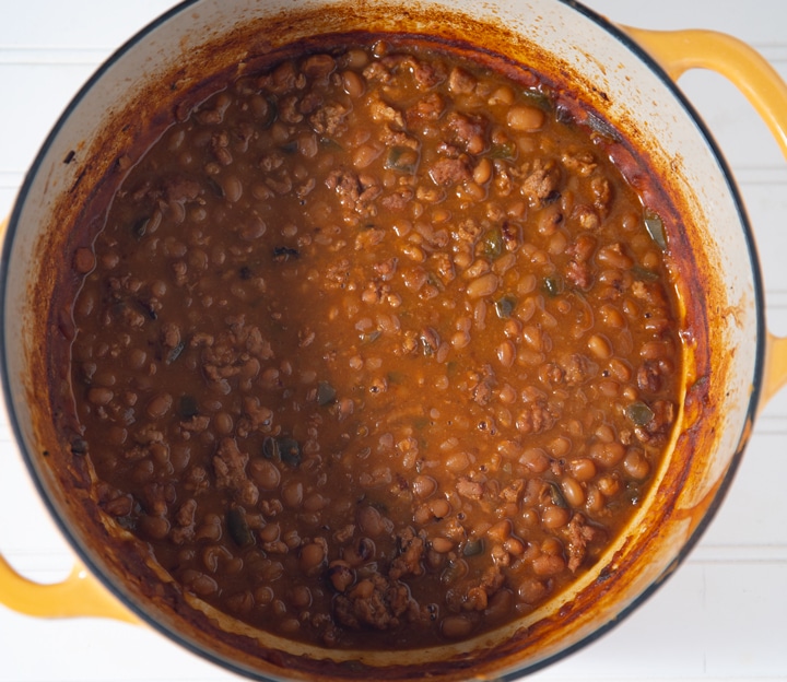 beans in yellow pot