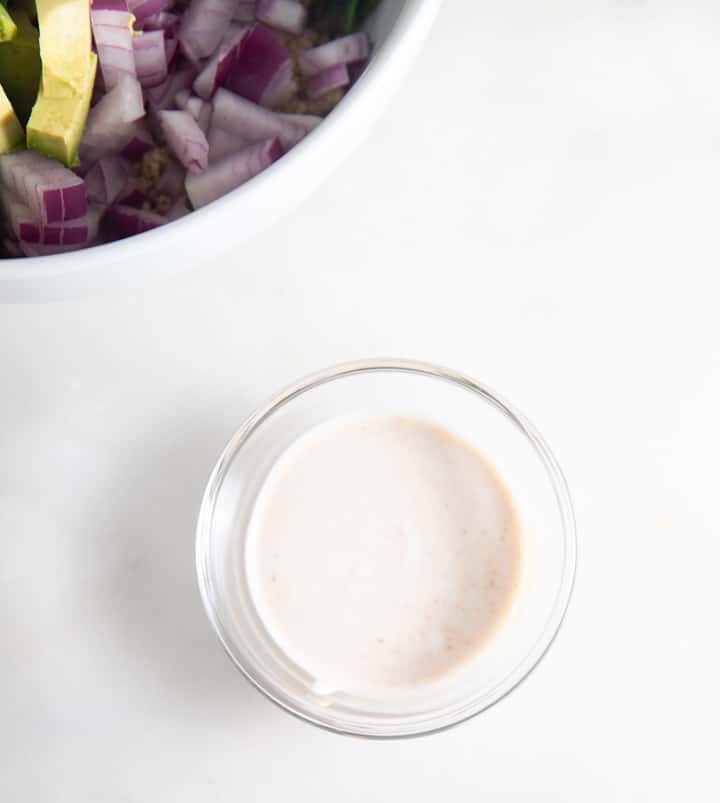 A jar of the dressing