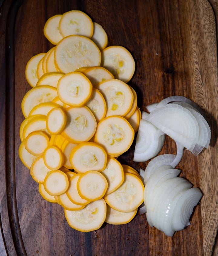 squash cut on cooking board