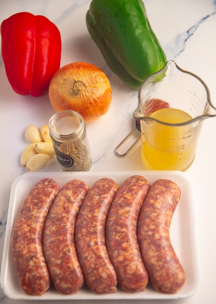 Ingredients for the recipe on a kitchen worktop