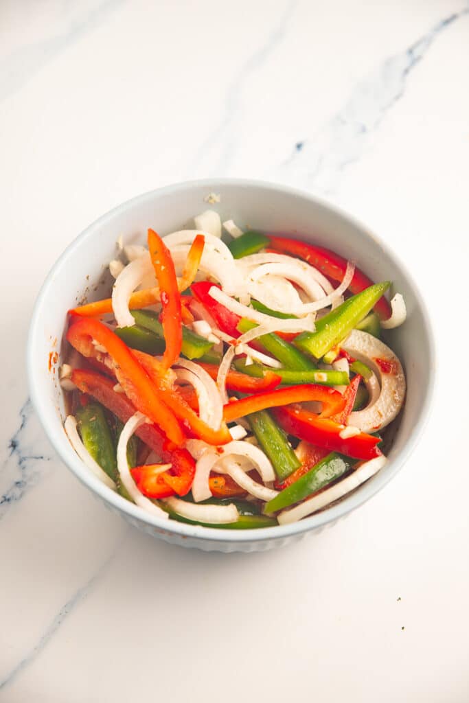 Vegetables laid on top of the tomato mixture