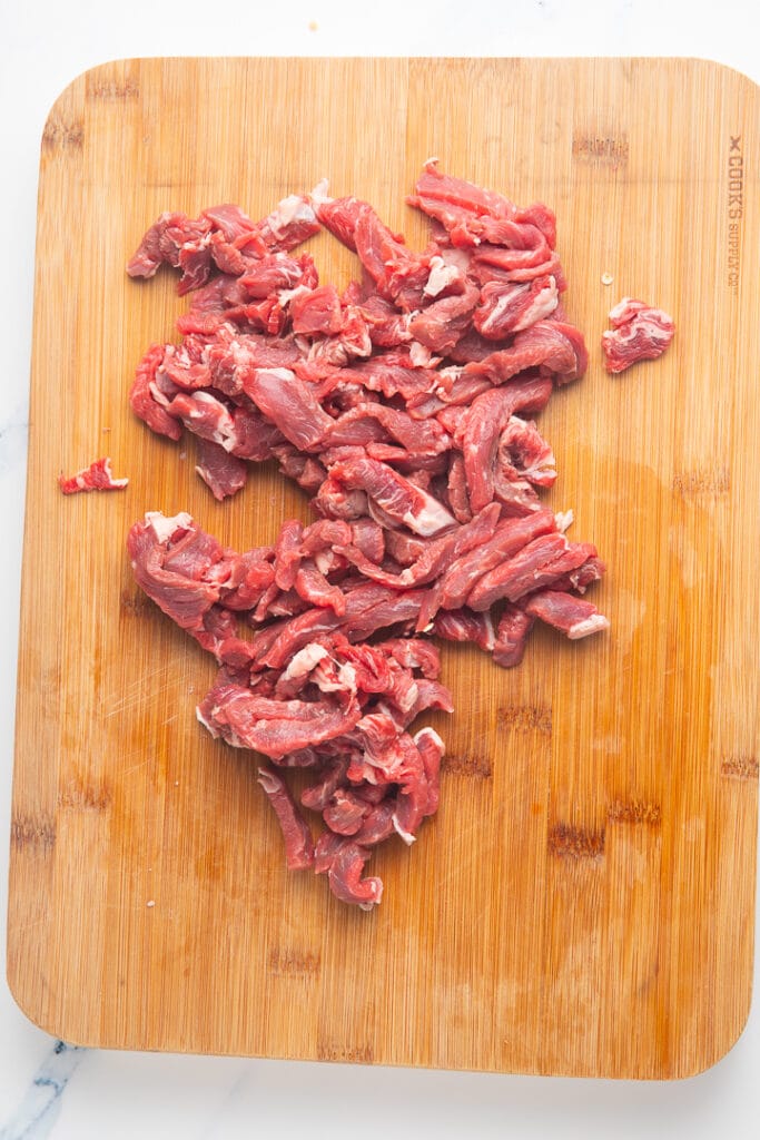 Chopped steak on a chopping board