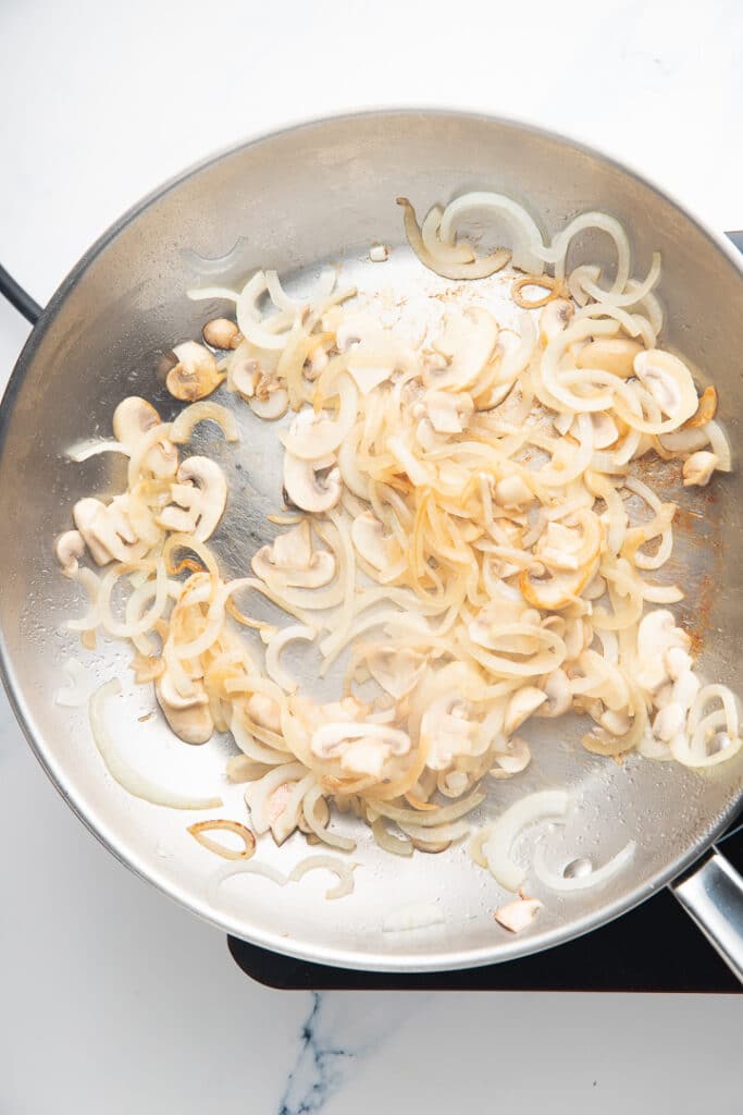 Onions cooking in a pan