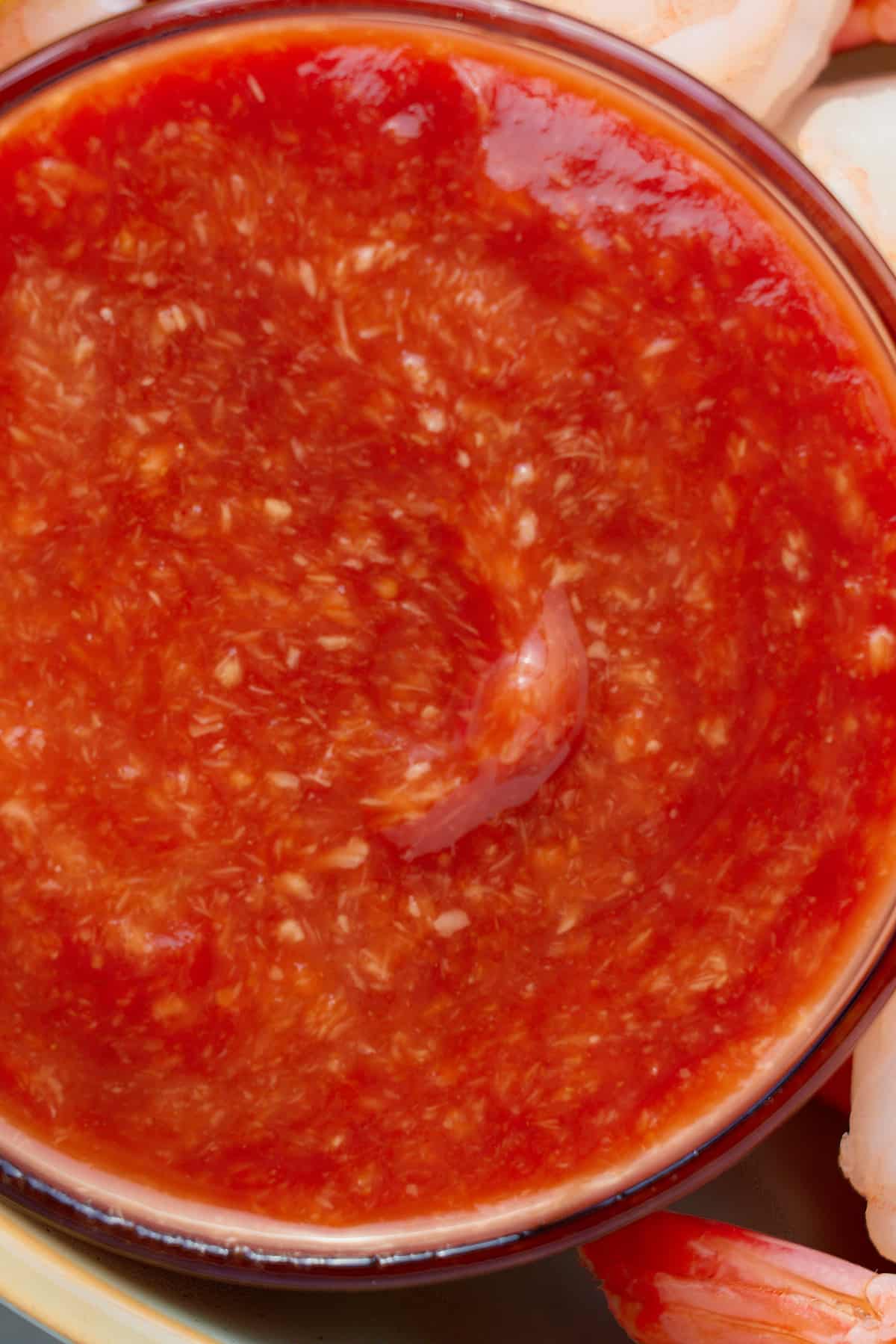 close up of cocktail sauce