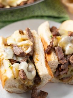 cheesesteak sandwich on plate