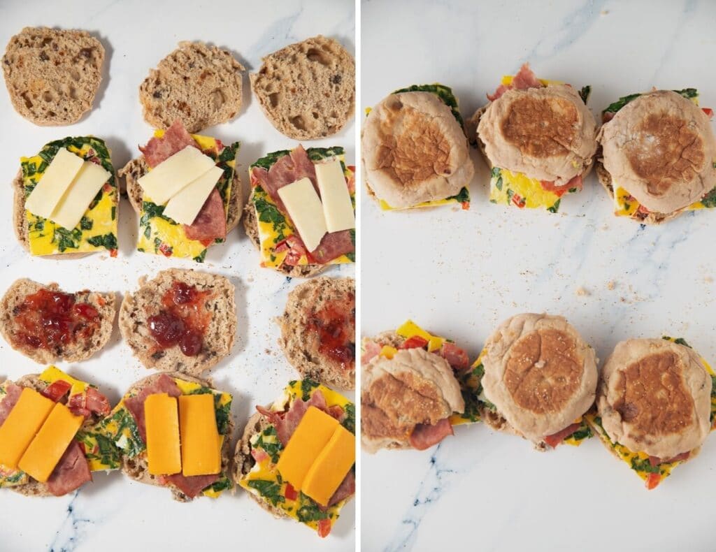 collage of sandwiches being assembled