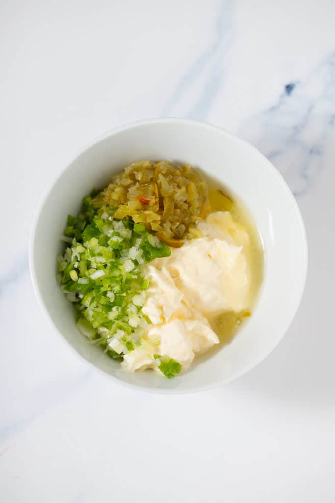 Ingredinets in a bowl before being mixed