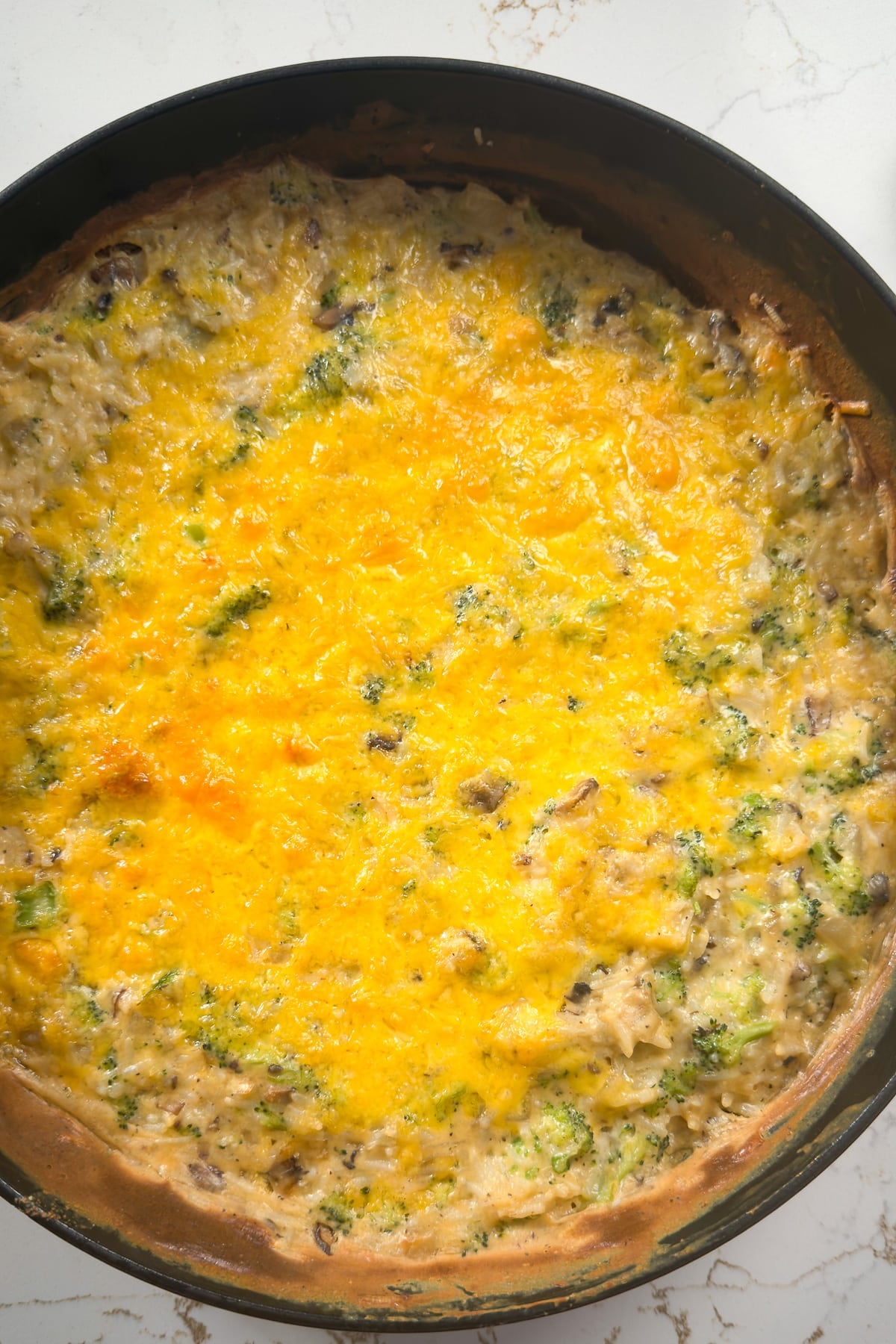 baked broccoli and cheese casserole right out of oven