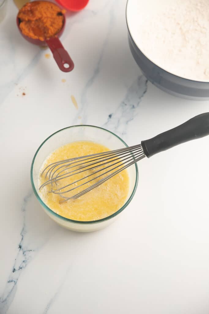 Wet ingredients mixed together in a bowl