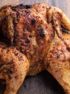roasted chicken on cutting board