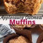 Pinterest graphic. Applesauce muffins with text.