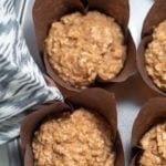 Applesauce muffins in liners ready to eat.