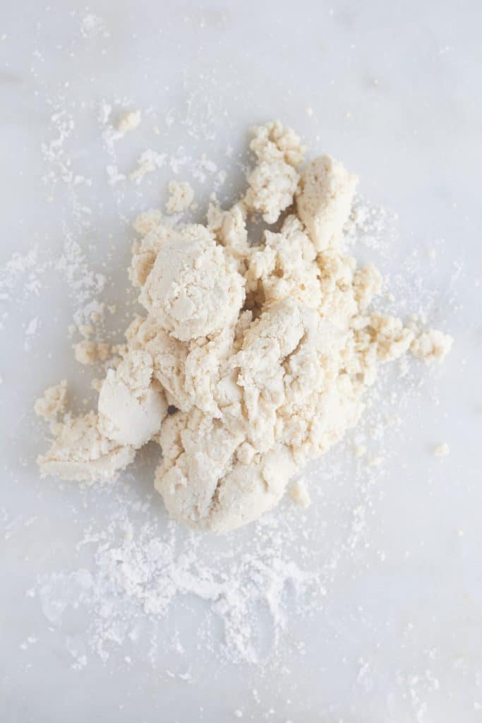 The dough on a floured work surface.