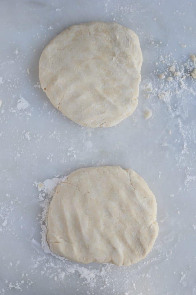 The dough formed into two balls.