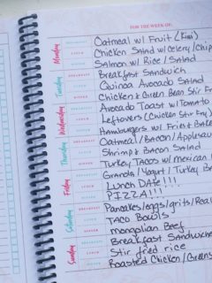 written recipes on notebook paper