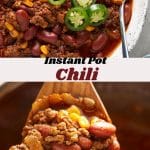 Pinterest graphic. Pressure cooker chili with text.