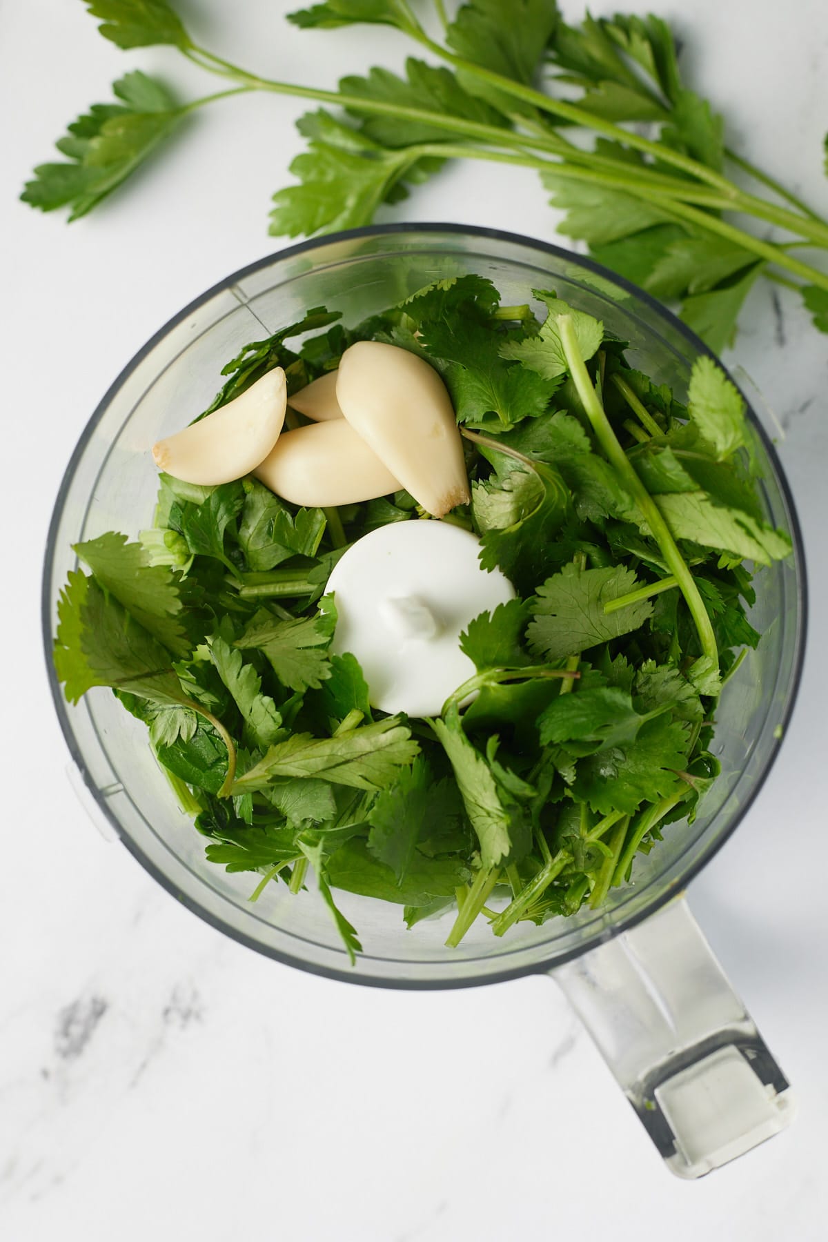 The ingredients in a blender.