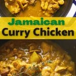 an image of jamaican curry chicken with text that says jamaican curry chicken