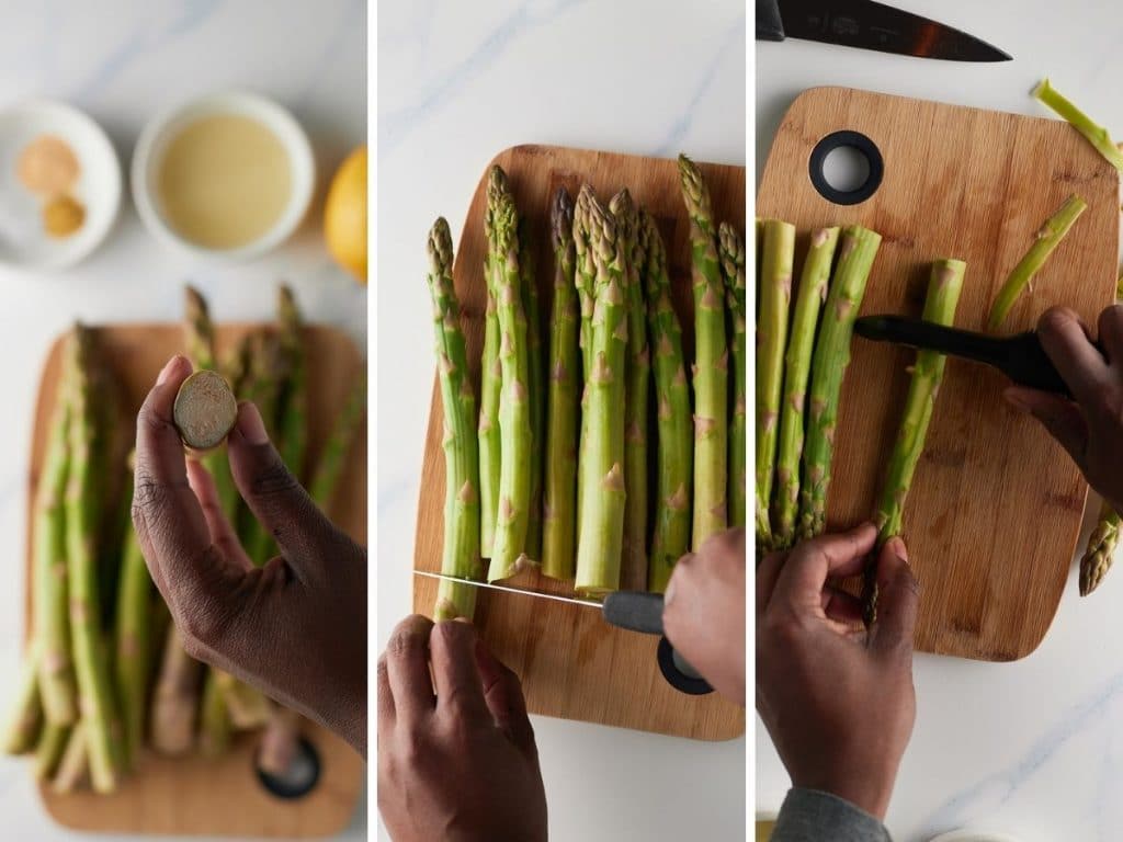 How to prepare the asparagus.