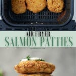 Pinterest graphic. Air fryer salmon patties with text.
