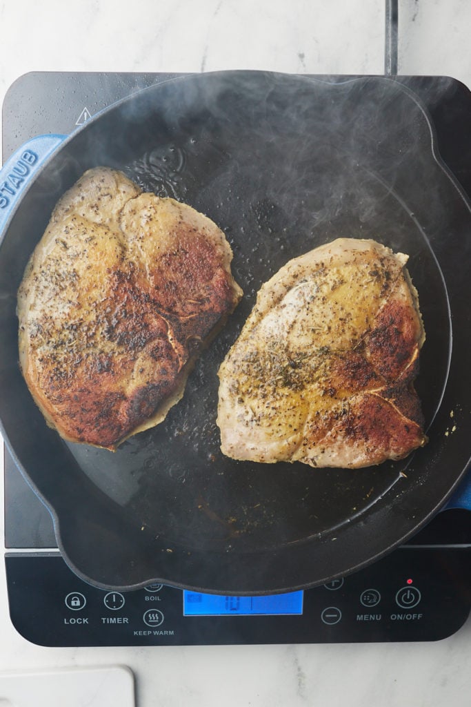 pork chops in skillet