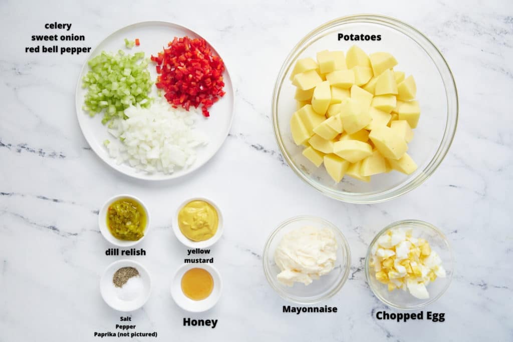 Ingredients for the recipe in bowls.