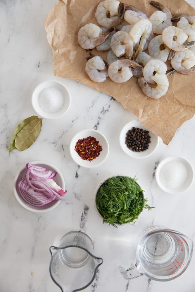 Ingredients to make the pickled shrimp.