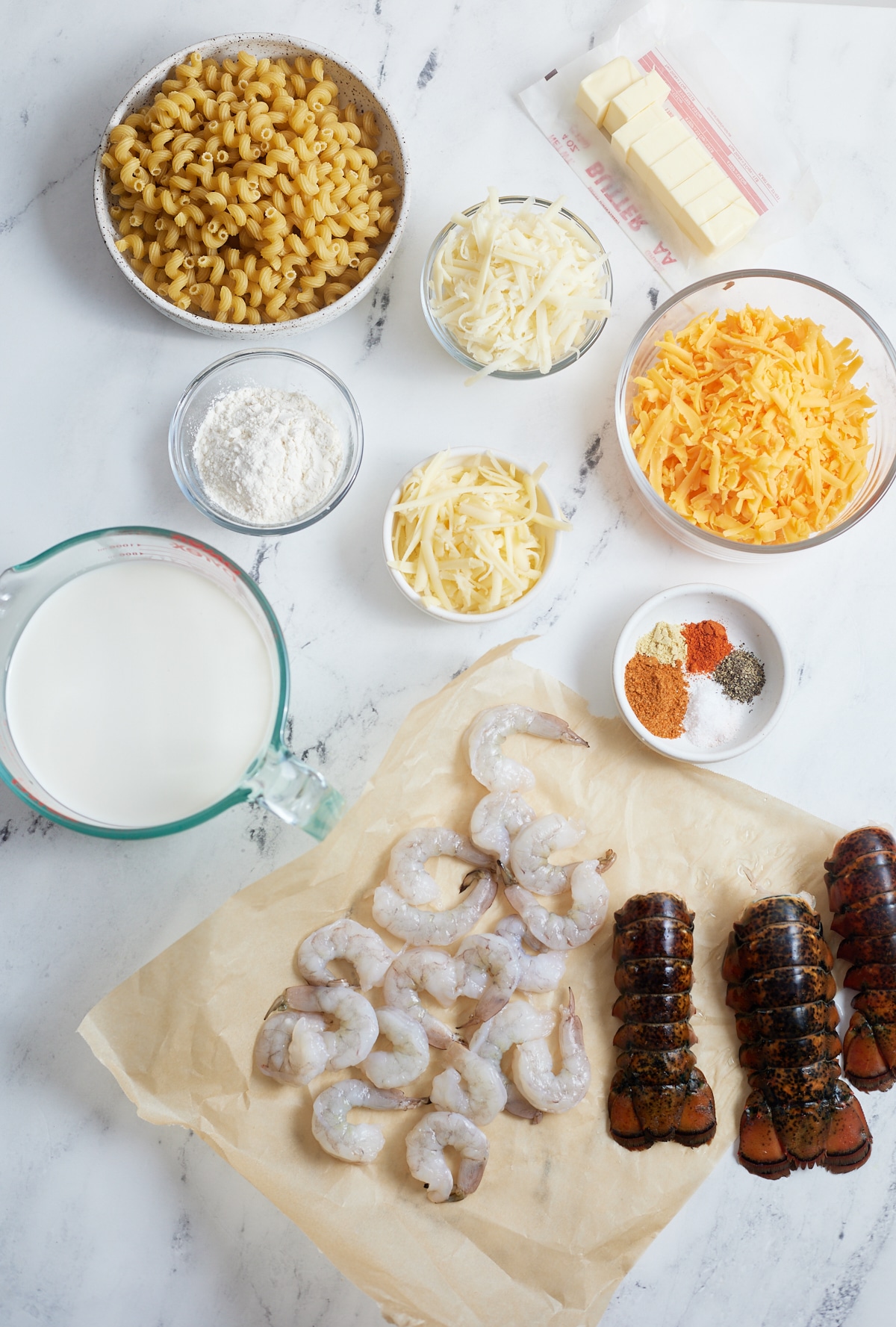 Ingredients for the recipe ready to use.