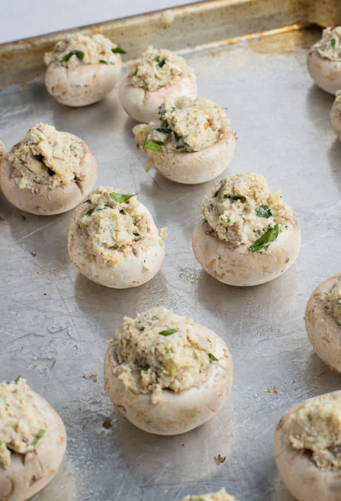 The mushrooms stuffed with the cream cheese filling.