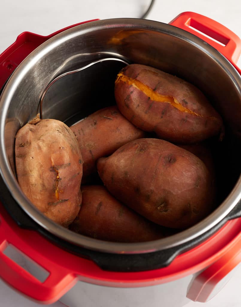 Cooked sweet potatoes in an Instant Pot.