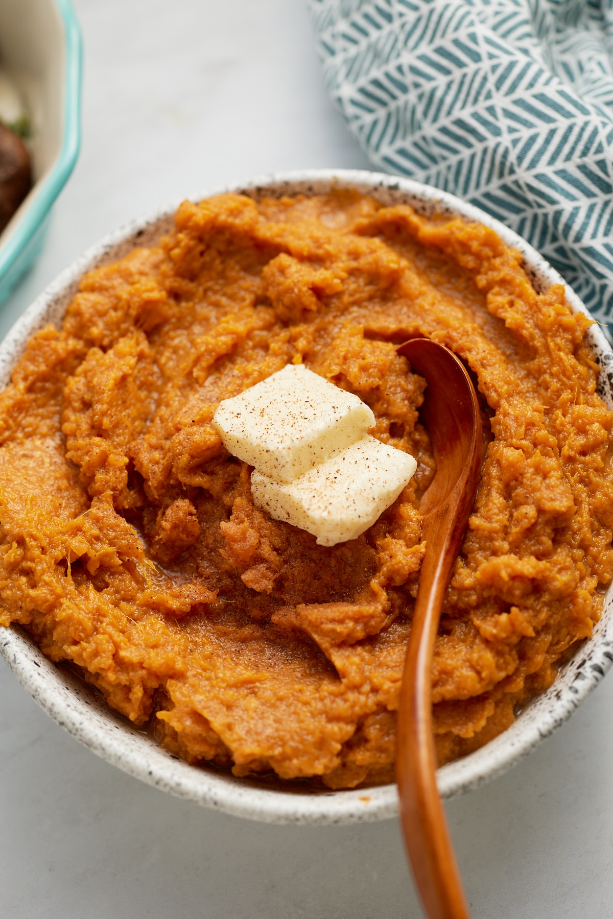 sweet potatos with spoon sticking out